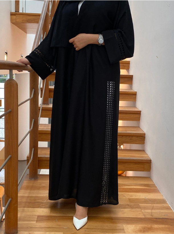 lace abaya Classic black abaya with embroidered details. Abayas from at ...