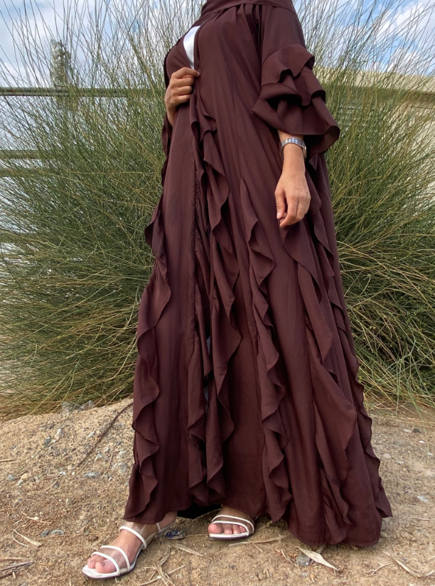 dark brown open abaya