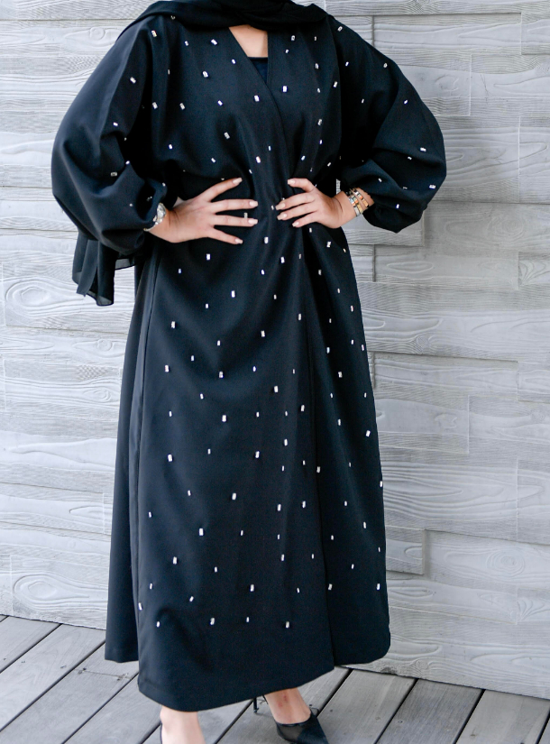 balloon sleeve open abaya