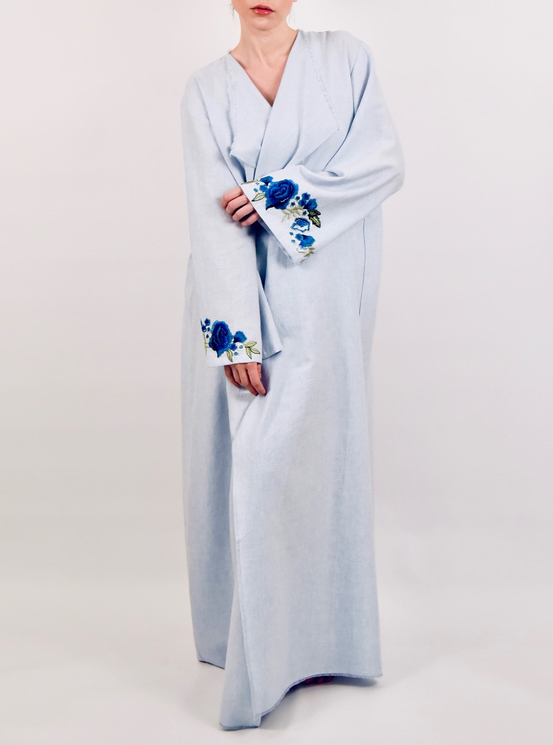 pastel blue abaya