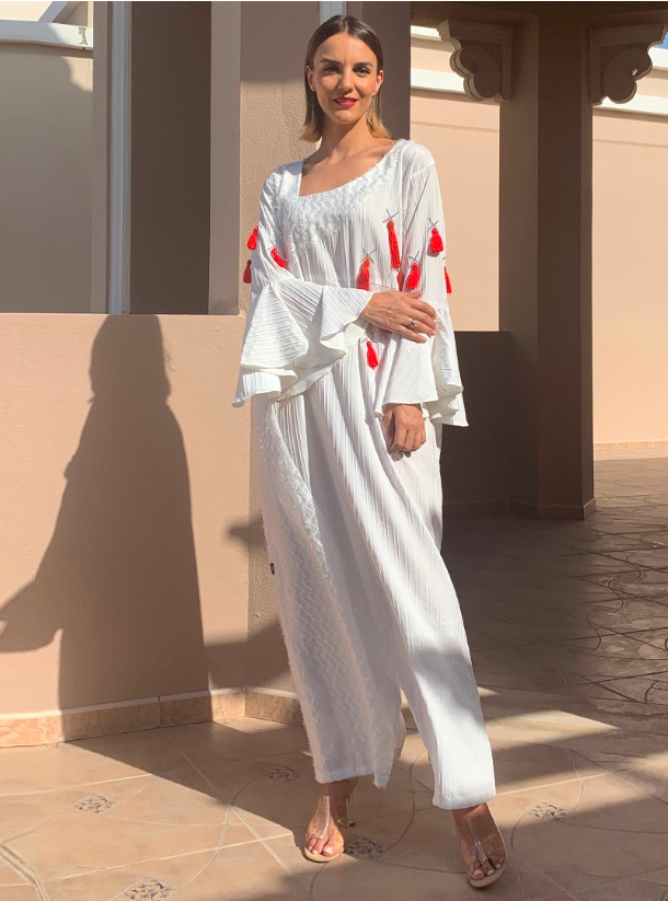 red and white kaftan