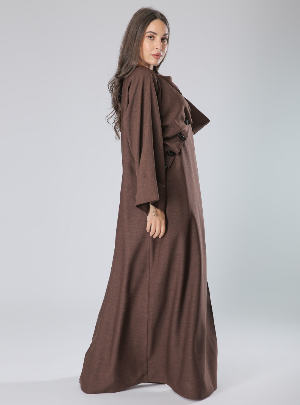 dark brown open abaya