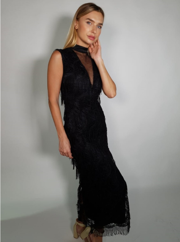 Tassel Dress Black Lace Tassel Dress Dresses from MADEYYA at Boksha