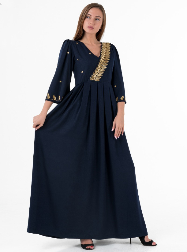 navy blue and gold kaftan