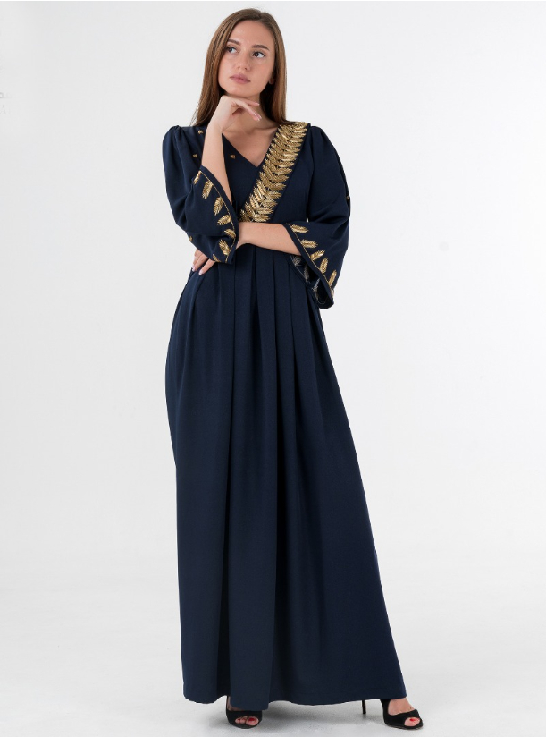navy blue and gold kaftan