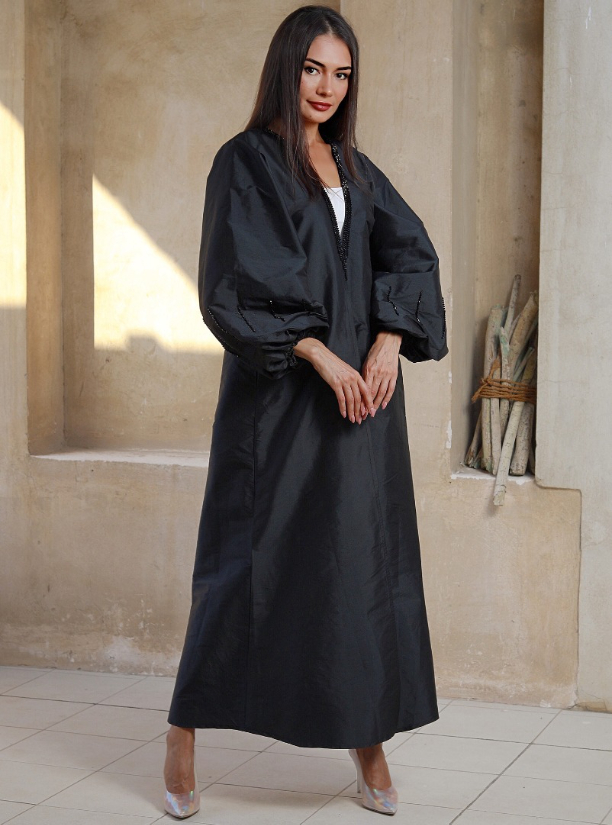 puff sleeve open abaya