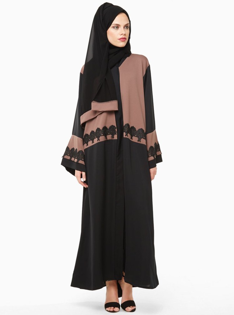 dark brown open abaya