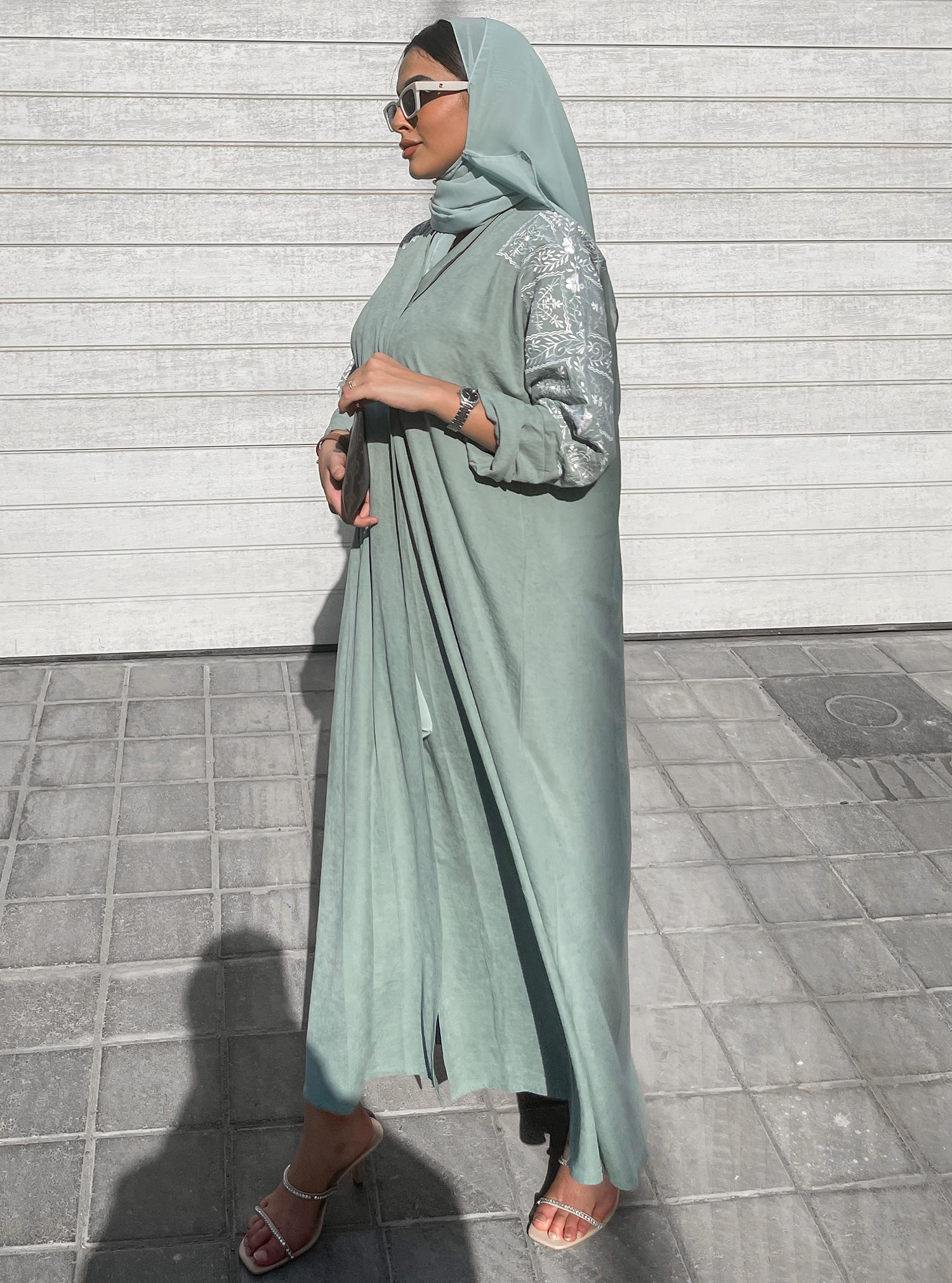 Turquoise Abaya Turquoise embroidered 