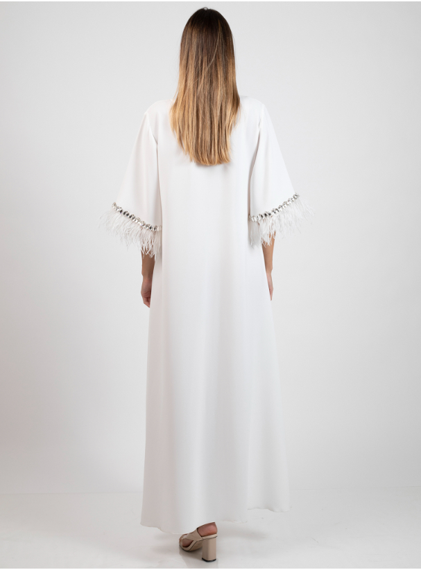 White Kaftan Kaftan with Swarovski 
