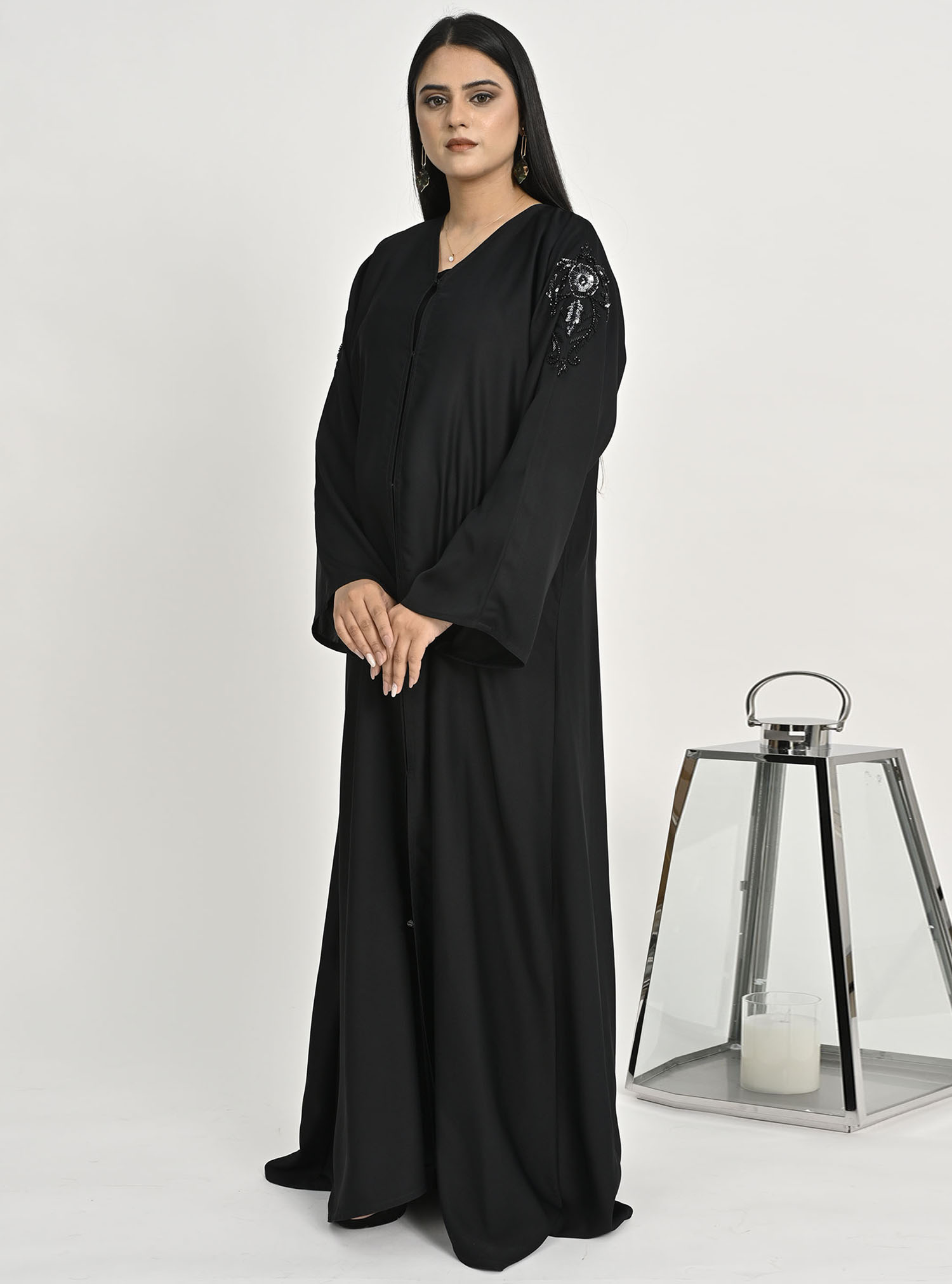 Elegant abaya black abaya with hand work crystal and Beads design on ...