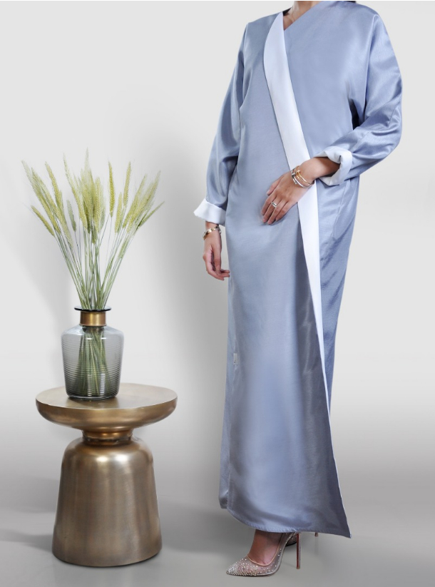 Q002 Silk Abaya Grey raw silk abaya looks elegant and is perfect for ...